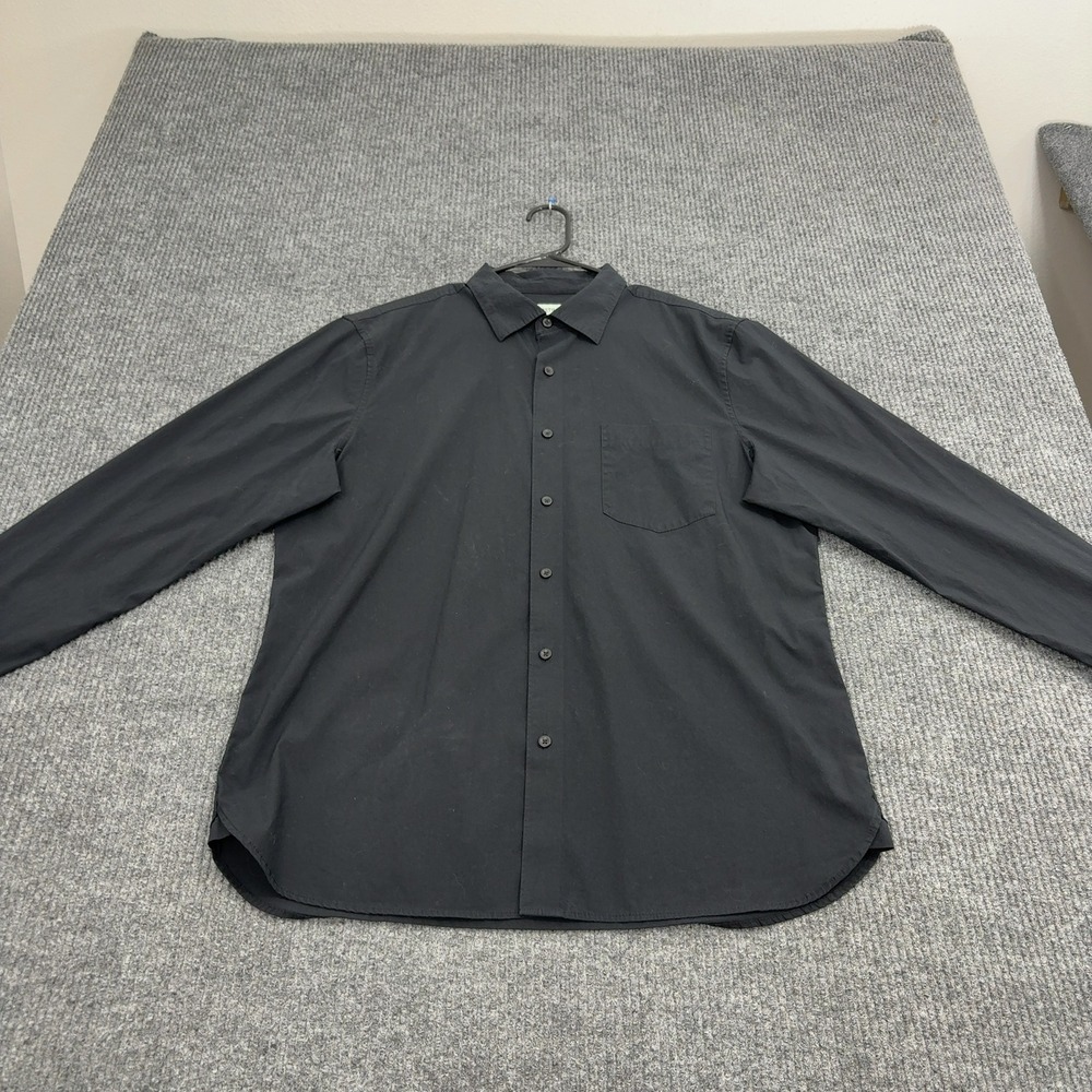 Nordstrom Button Down Shirt Mens L Black Cotton Blend Long Sleeve Casual Classic